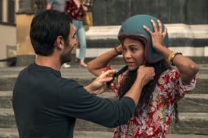 From Scratch. (L to R) Eugenio Mastrandrea as Lino Ortolano, Zoe Saldana as Amy Wheeler in episode 101 of From Scratch-coming-to-netflix-october-2022