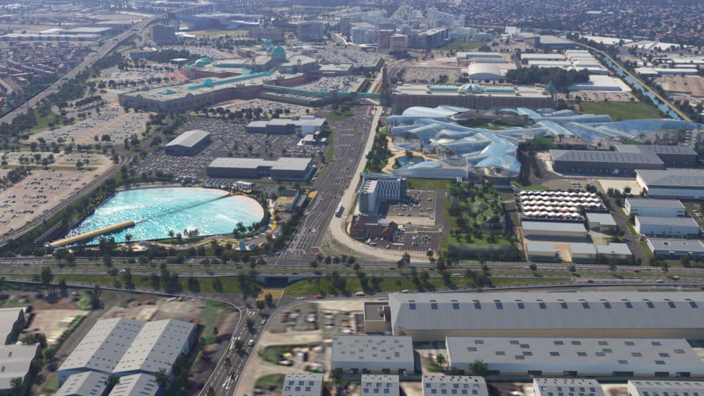 TraffordCity CGI incorporating future development plans (Peel L&P)