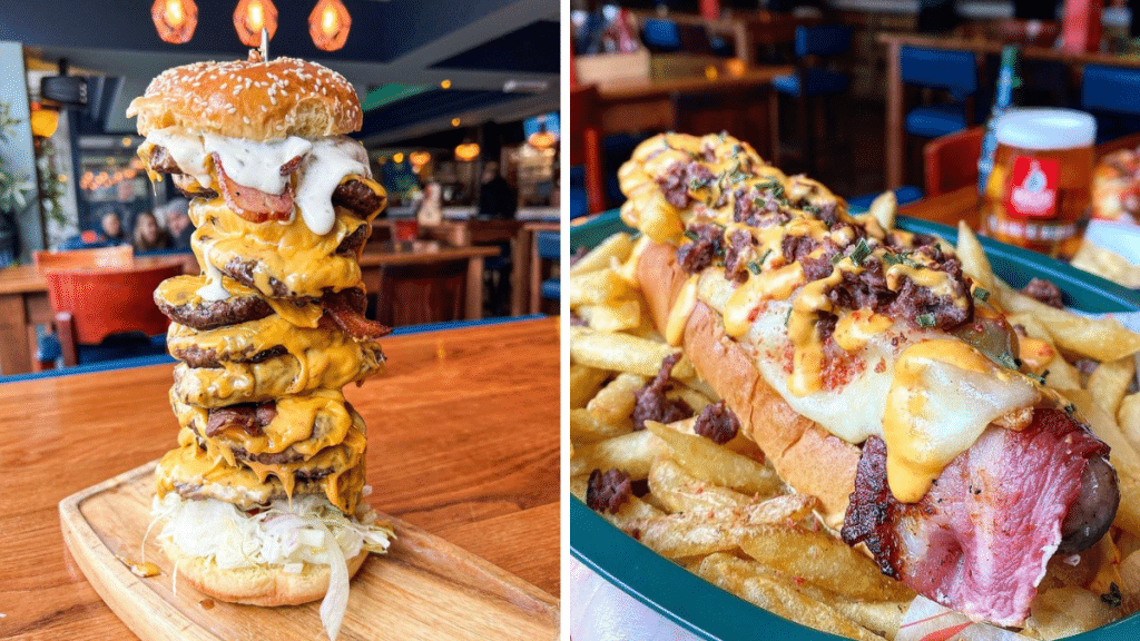 The Manchester Restaurant Serving Whopping 10-Stack Burgers And Cheese-Smothered Hot Dogs