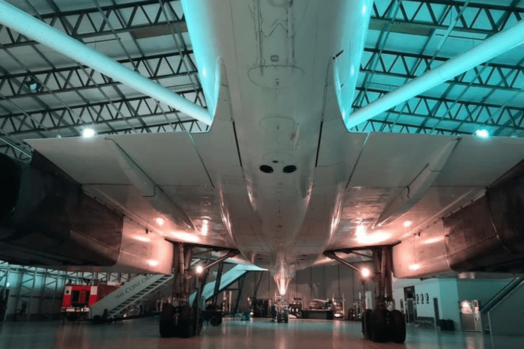 the view from under a concorde plane at Manchester 360º