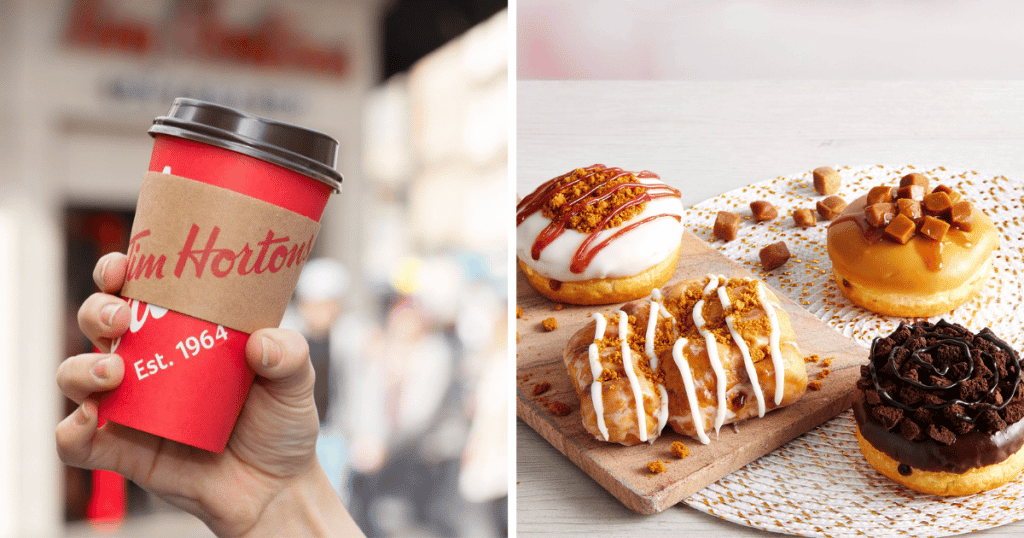 tim-hortons-red-coffee-cup-doughnut-selection-canadian-brand-set-to-open-drive-thru-at-trafford-park