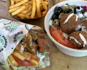 what-the-pitta-gyro-with-fries-side-dish-and-falafel-mezze-bowl-at-hatch