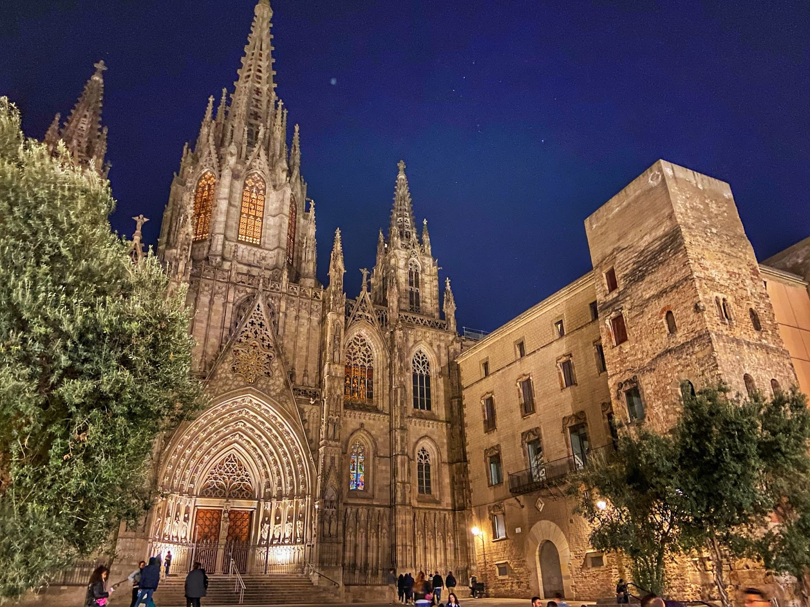 barcelona cathedral at night