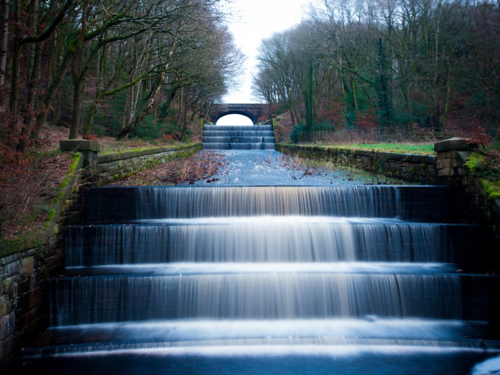Rivington,Reservoir,Over,Flow,Winter,After,Heavy,Rain,Bolton,Lancashire