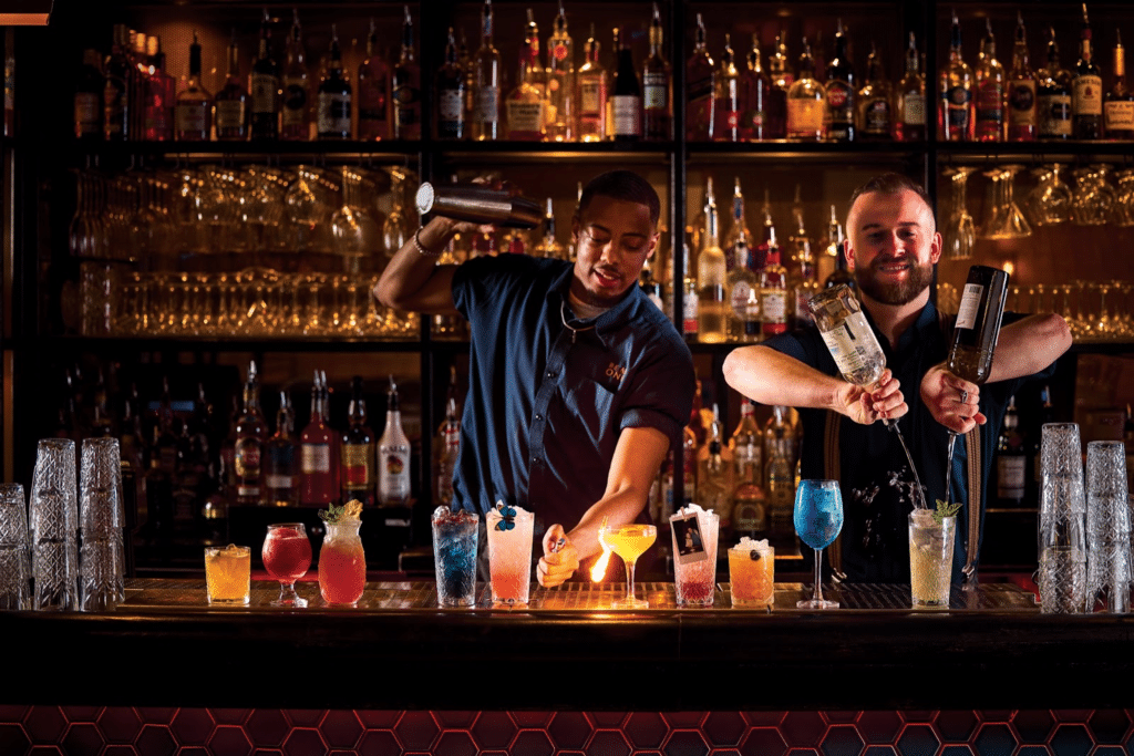 bartenders-shaking-cocktails-at-be-at-one-bar