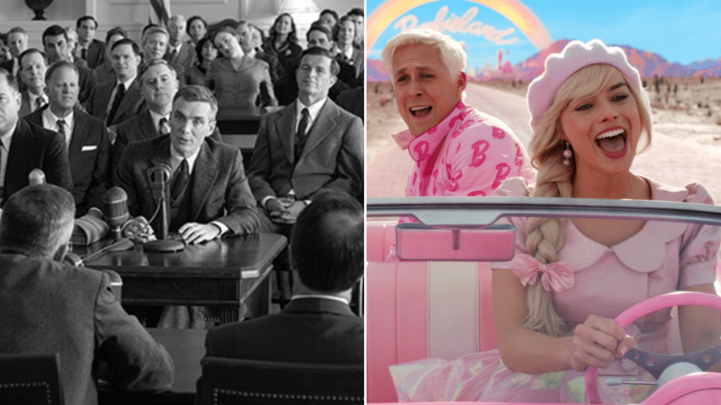 oppenheimer-black-and-white-barbie-pink-car-national-cinema-day