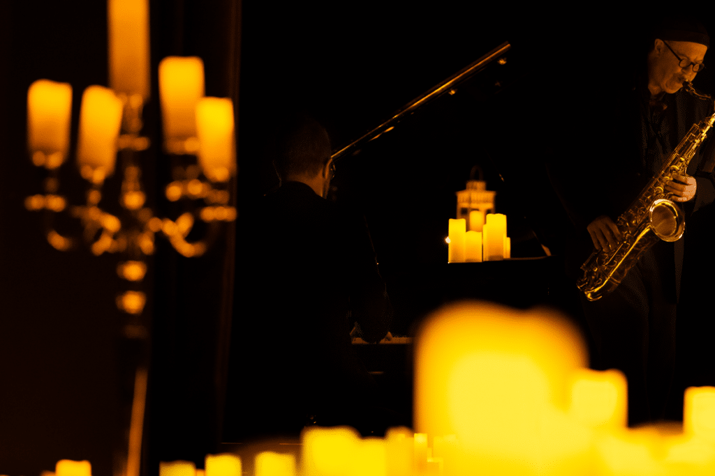 A sax player at a Candlelight concert