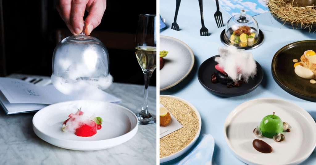 person-lifting-cloche-from-plate-with-smoke-selection-of-dishes-at-six-by-nico-manchester